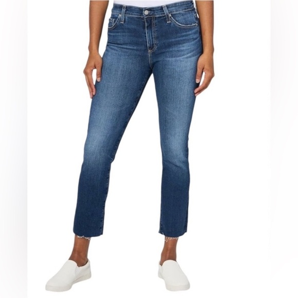 Ag Adriano Goldschmied Denim - AG Adriano Goldschmied Mari Crop High Rise Slim Straight Raw Hem Destroyed 26